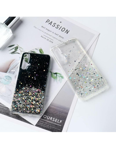 Funda de silicona clara con purpurina para Honor 90 - Rosa