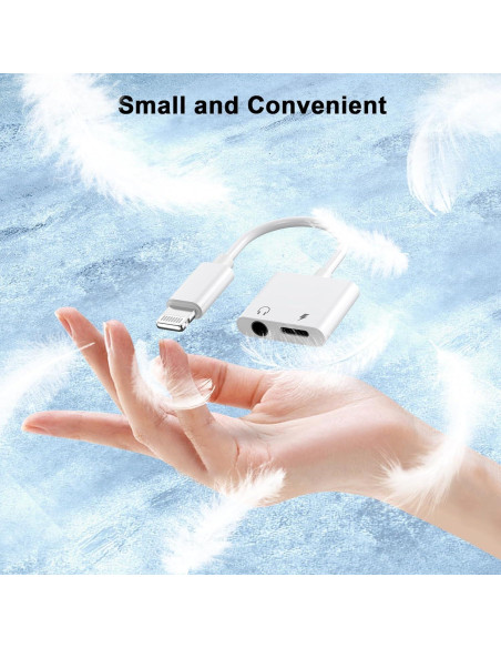 Adaptador Lightning a Jack 3.5mm 2 en 1 Apple MFi para iPhone Adaptador Lightning a Jack 3.5mm 2 en 1 Apple MFi para iPhone