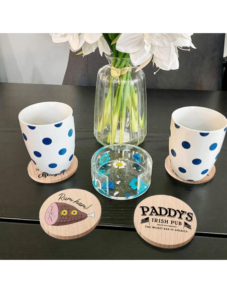 Juego de Posavasos de Madera de Bambú YOUWOUS - 6 Piezas Juego de Posavasos de Madera de Bambú YOUWOUS - 6 Piezas