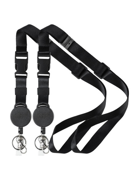Lanyard Retráctil DELSWIN Negro - 2 Paquetes para Identificaciones y Llaves Lanyard Retráctil DELSWIN Negro - 2 Paquetes para Identificaciones y Llaves