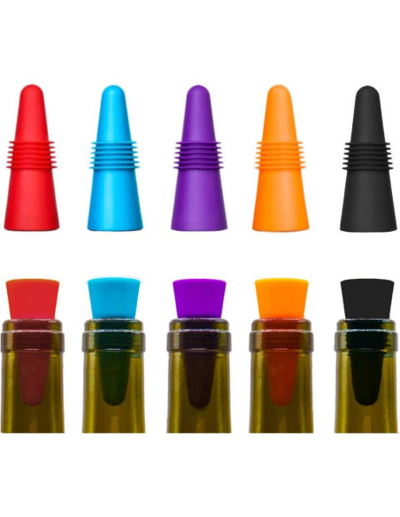 10 Tapones de Silicona para Vino CNYMANY - Reutilizables y Antideslizantes 10 Tapones de Silicona para Vino CNYMANY - Reutilizables y Antideslizantes