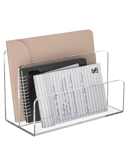 Soporte de Archivos Acrílico Sezanrpt 2 Compartimentos 22.86x11.18x14.99 cm Soporte de Archivos Acrílico Sezanrpt 2 Compartimentos 22.86x11.18x14.99 cm