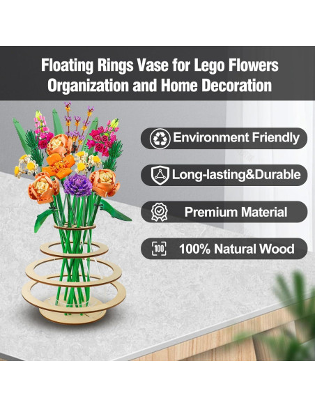 Jarrón de Madera Flotante WJCJTJL para Flores de Lego Jarrón de Madera Flotante WJCJTJL para Flores de Lego