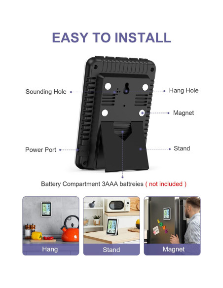 Termómetro Digital Inalámbrico OQIMAX con Alarma y 2 Sensores Termómetro Digital Inalámbrico OQIMAX con Alarma y 2 Sensores