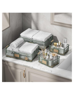 Set de 4 Cestas de Almacenamiento Qcold Verde Salvia