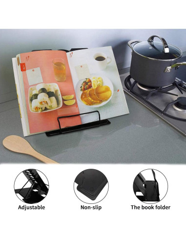 Soporte de Libro Citmage Ajustable de Metal Negro 21x16.5cm
