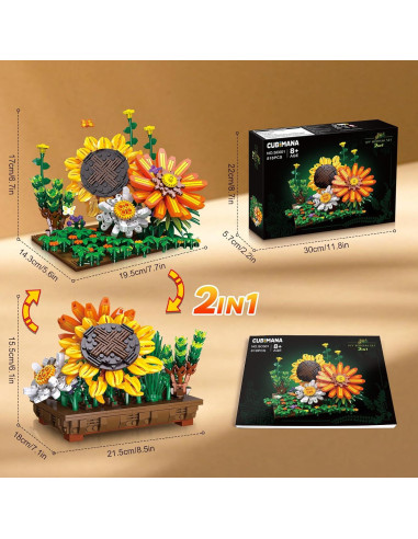 Conjunto de Flores CUBIMANA para Adultos y Niños + 818 Bloques