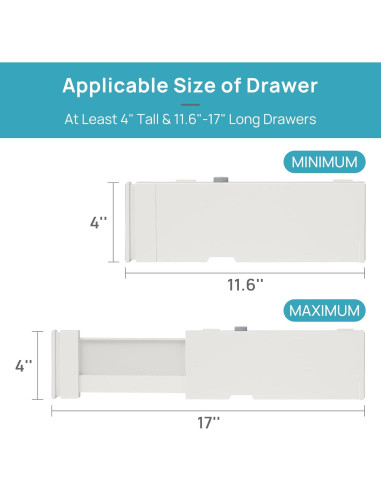 Divisores de Cajones Vtopmart 4 Piezas Ajustables 10.16 cm