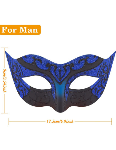 Conjunto de Máscaras de Fiesta para Parejas SIQUK - Negro y Azul