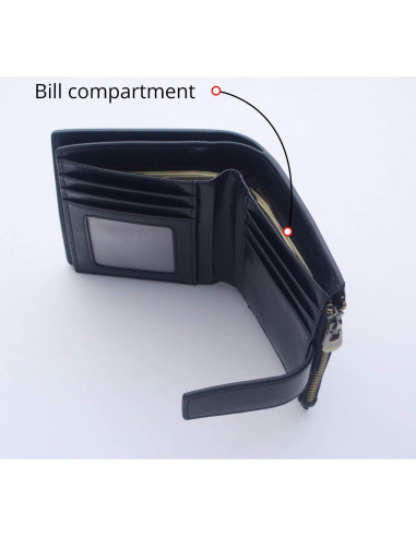 Cartera Bifolding de Cuero Bveyzi para Mujeres con RFID
