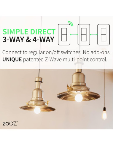 Regulador Z-Wave Zooz ZEN74 800LR Blanco 3-Way Dimmer