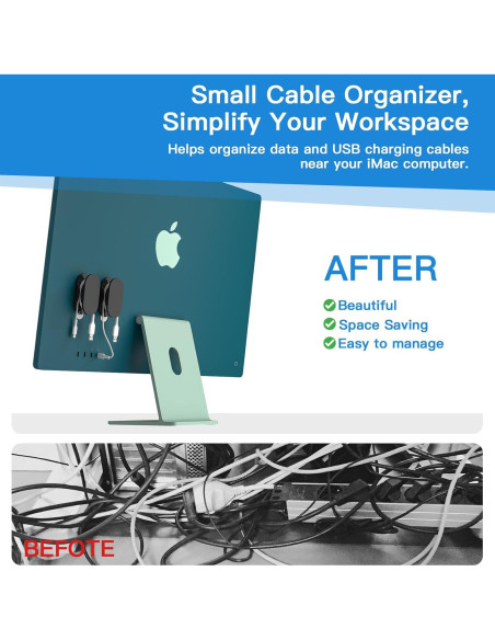 Organizador de Cable USB CaSZLUTION 2 PCS Acrílico Negro Organizador de Cable USB CaSZLUTION 2 PCS Acrílico Negro