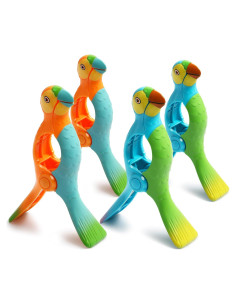 Kaluofan Clips para Toallas de Playa 4 Piezas Naranja y Azul