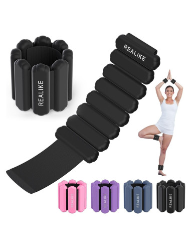 Pesas de Muñeca y Tobillo REALIKE 0.9 kg Ajustables Negro