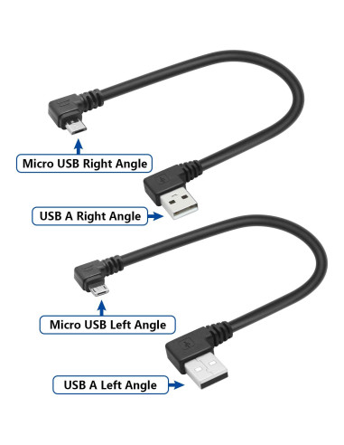 Cable Micro USB 25cm Maixbomr Carga Rápida 2A Ángulo Izquierdo
