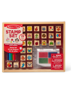 Juego de Sellos de Madera Melissa & Doug - 26 Sellos y 5 Lápices