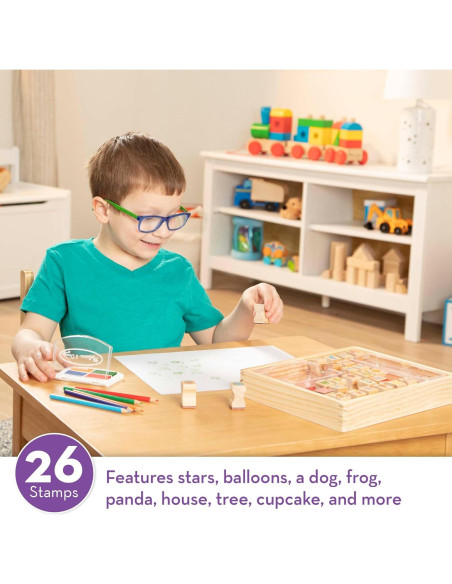 Juego de Sellos de Madera Melissa & Doug - 26 Sellos y 5 Lápices Juego de Sellos de Madera Melissa & Doug - 26 Sellos y 5 Lápices