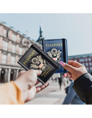 Funda de Pasaporte Herain con Bloqueo RFID - Unisex, Negro