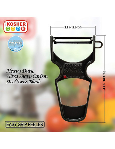 Pelador de Verduras Y The Kosher Cook - Acero Inoxidable Negro