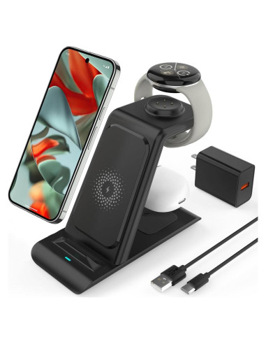 Cargador Inalámbrico 3 en 1 KARTICE para Pixel Watch 2
