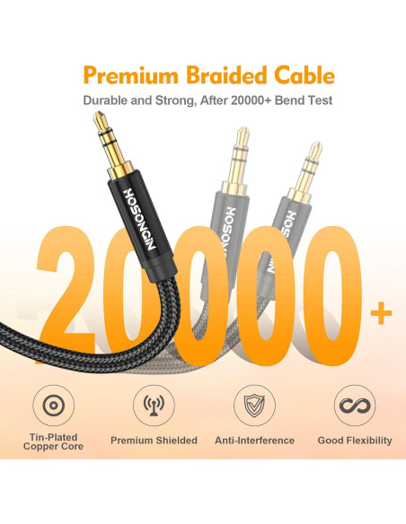 Cable de Audio RCA Femenino a 3.5mm Masculino HOSONGIN 30cm Cable de Audio RCA Femenino a 3.5mm Masculino HOSONGIN 30cm