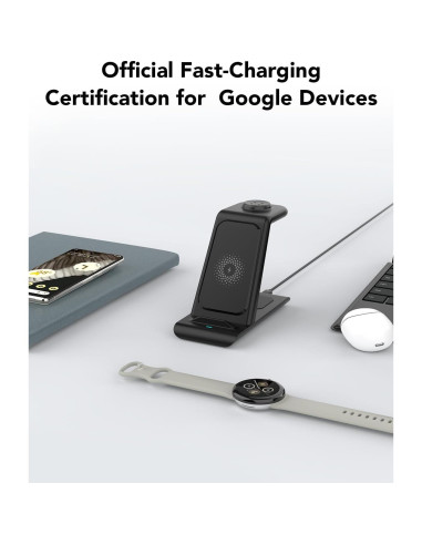Cargador Inalámbrico 3 en 1 KARTICE para Pixel Watch 2