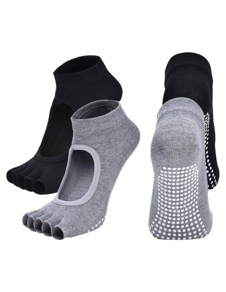 Calcetines de Yoga Sin Dedos para Mujeres - Antideslizantes 4 Pares Calcetines de Yoga Sin Dedos para Mujeres - Antideslizantes 4 Pares