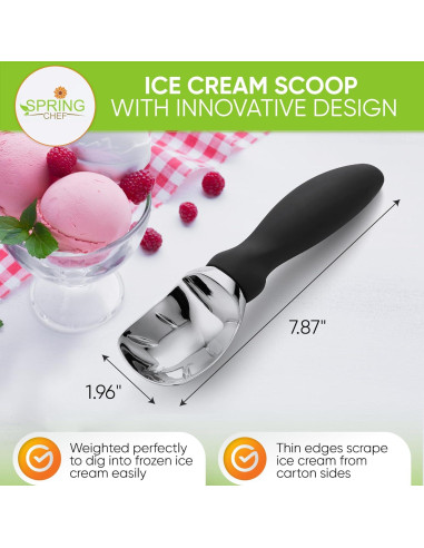 Cuchara para Helado Spring Chef Profesional Negra 21.3 cm