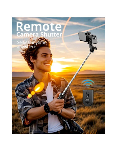 Trípode Extensible UBeesize 132 cm con Control Remoto para Selfie