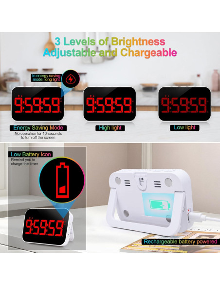 Temporizador de Cocina Digital Tilstongy Rojo LED Magnético Temporizador de Cocina Digital Tilstongy Rojo LED Magnético