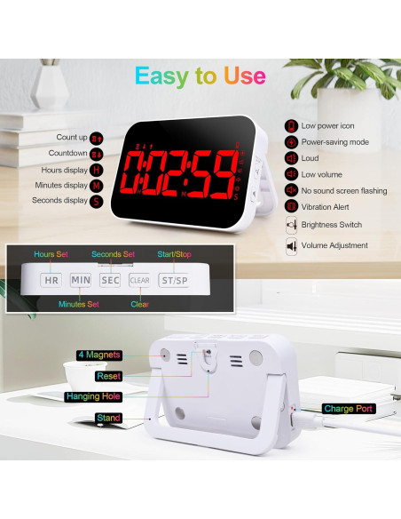 Temporizador de Cocina Digital Tilstongy Rojo LED Magnético Temporizador de Cocina Digital Tilstongy Rojo LED Magnético
