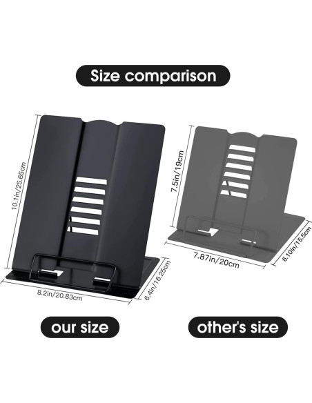 Soporte de Libro Ajustable MSDADA Negro Plegable 25.7x20.8cm Soporte de Libro Ajustable MSDADA Negro Plegable 25.7x20.8cm