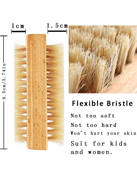 Cepillo de Uñas de Bambú Sotong - 2 Piezas, Flexible y Ecológico Cepillo de Uñas de Bambú Sotong - 2 Piezas, Flexible y Ecológico