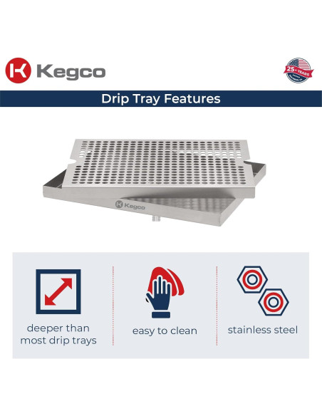 Bandeja de Goteo Kegco SESM-129D Acero Inoxidable 30.48x22.86 cm Bandeja de Goteo Kegco SESM-129D Acero Inoxidable 30.48x22.86 cm