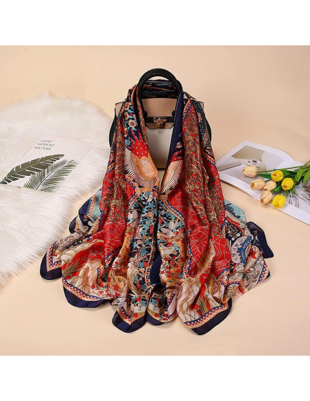 Bufanda de Seda Satinada Myneiyi 180x90cm para Mujeres Bufanda de Seda Satinada Myneiyi 180x90cm para Mujeres