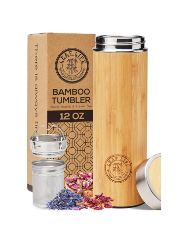 Botella Infusora de Té de Bambú LeafLife 12oz Aislada