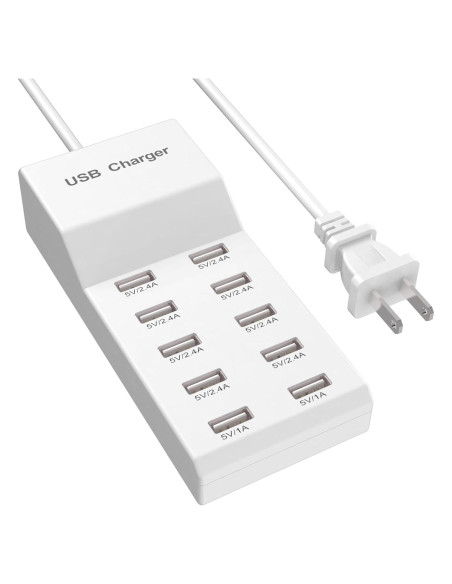 Cargador de Pared USB QIONMAR 10 Puertos 50W Carga Rápida Cargador de Pared USB QIONMAR 10 Puertos 50W Carga Rápida