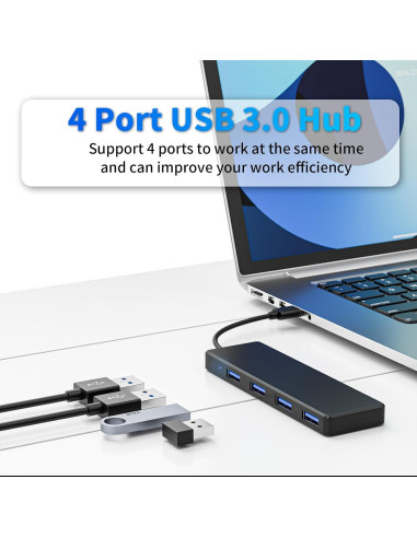 Hub USB 3.0 Groodo UH-4P-1 Ultra Delgado 4 Puertos