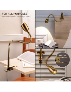 Lámpara Clip-on LED O'Bright 4000K Flexible Latón Antiguo 2