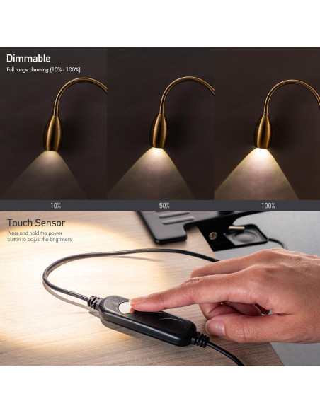 Lámpara Clip-on LED O'Bright 4000K Flexible Latón Antiguo Lámpara Clip-on LED O'Bright 4000K Flexible Latón Antiguo
