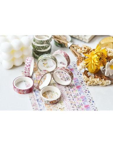 Conjunto de Cinta Washi YUBX Flores 30 Rollos 10mm x 2m