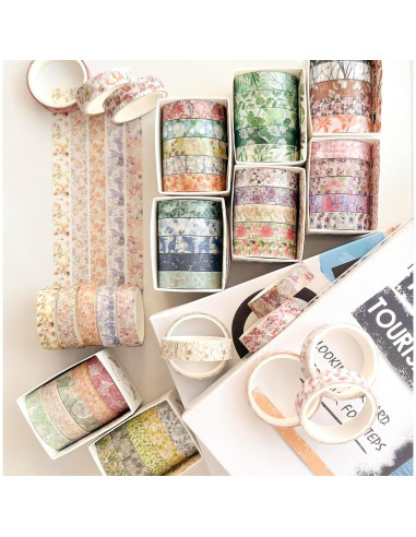 Conjunto de Cinta Washi YUBX Flores 30 Rollos 10mm x 2m