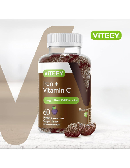 Gomas de Hierro Viteey 20mg + Vitamina C 26mg Sabor Uva Gomas de Hierro Viteey 20mg + Vitamina C 26mg Sabor Uva