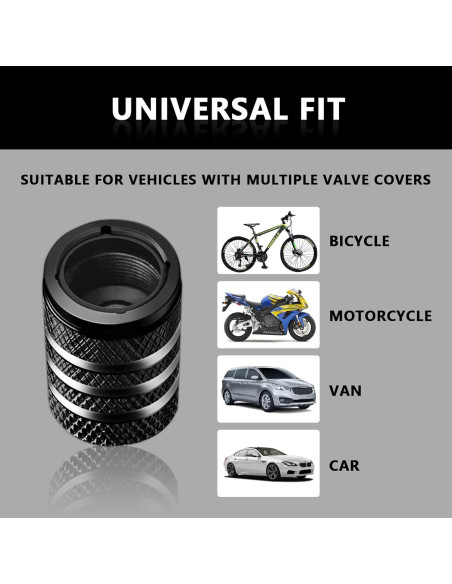 Tapa de Válvula de Neumático Fogfar 5 PCS Aluminio Negro Tapa de Válvula de Neumático Fogfar 5 PCS Aluminio Negro