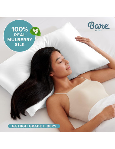 Funda de Almohada de Seda Mulberry Bare Home - Paquete de 2