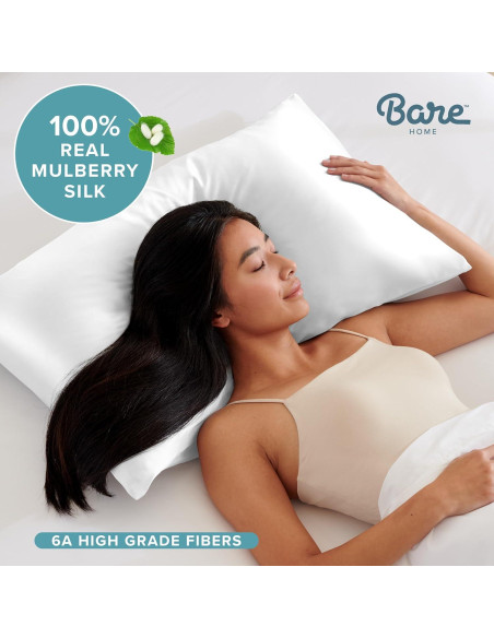 Funda de Almohada de Seda Mulberry Bare Home - Paquete de 2 Funda de Almohada de Seda Mulberry Bare Home - Paquete de 2