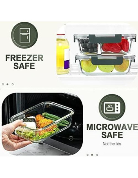 10 Contenedores de Vidrio KOMUEE 30 oz A Prueba de Aire 10 Contenedores de Vidrio KOMUEE 30 oz A Prueba de Aire