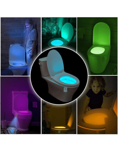 Luces Nocturnas para Inodoro HOTUT 2PCS LED Recargables USB 16 Colores