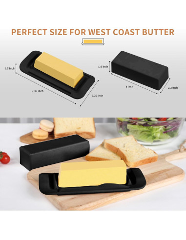 Plato de Mantequilla Ecoway con Tapa y Cuchillo - Negro