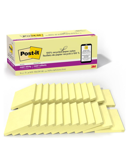 Notas Adhesivas Super Sticky Post-it Amarillo Canario 3x3" Notas Adhesivas Super Sticky Post-it Amarillo Canario 3x3"